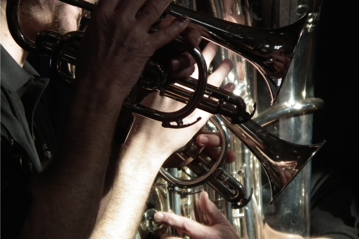 a picture of brass instruments by Roger Clarke